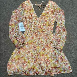 Vibrant Floral Dress with V-Neck